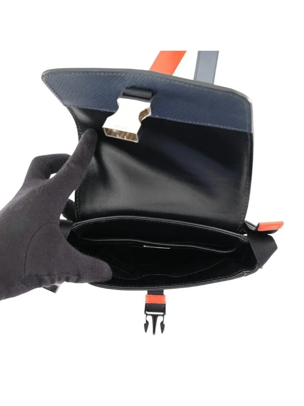 Prada Shoulder Bag Triangle Logo Saffiano Leather